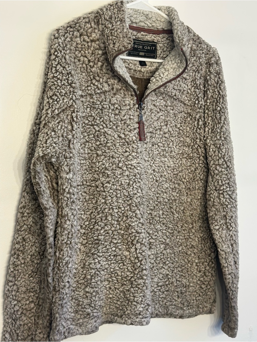 True Grit Gray Sherpa Fleece Quarter Zip Pullover XS